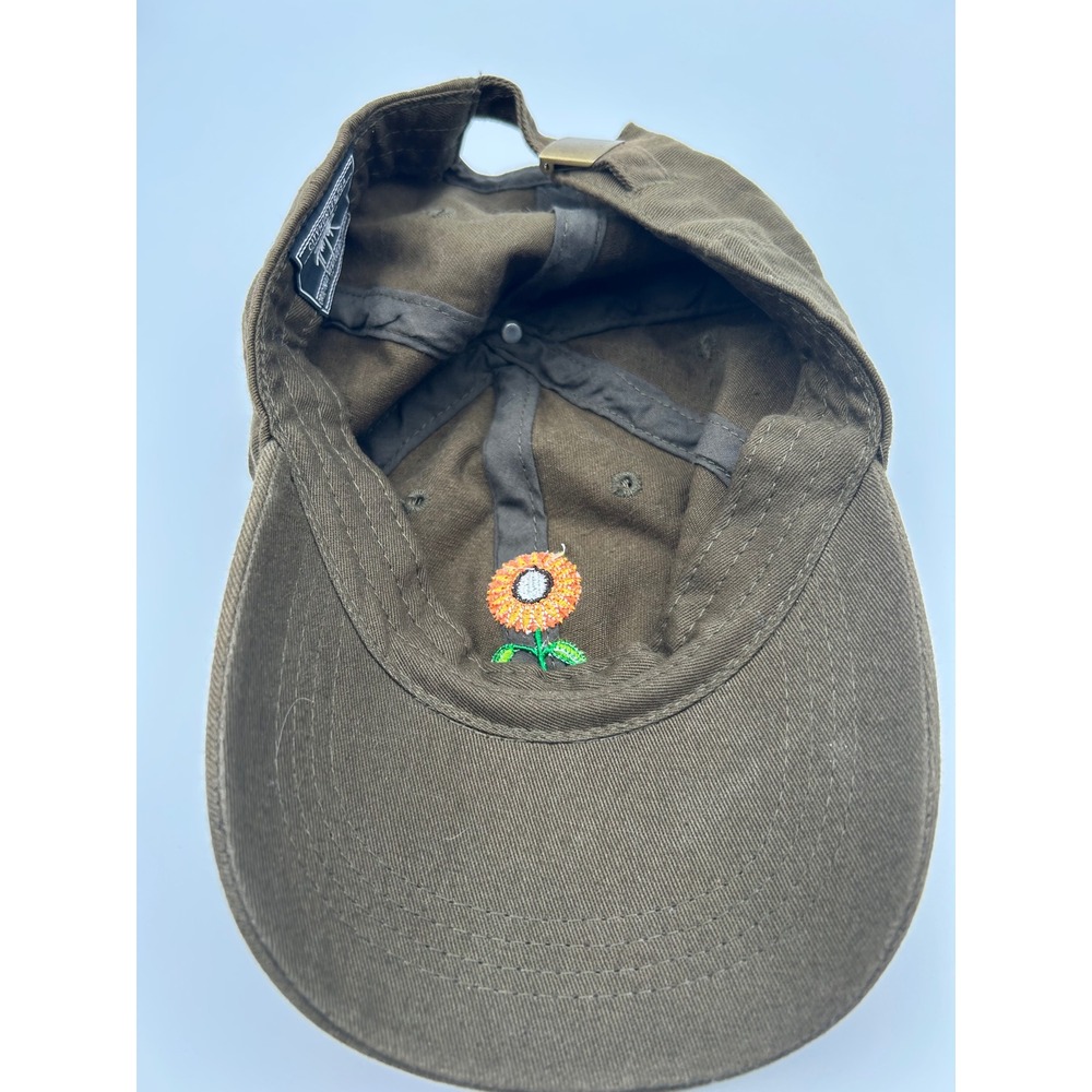 Olive Brown Sunflower Embroidered Dad Hat Adjustable Cotton Baseball Cap - Picture 4 of 5